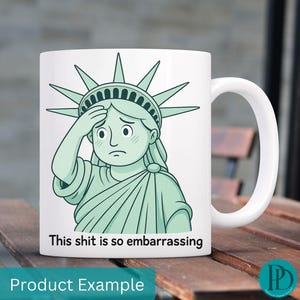 Anti-Trump Estátua da Liberdade PNG, Paródia Anti Republicano Clipart, Preocupada Lady Liberty Sublimação, Engraçado América Política Meme Gráfico