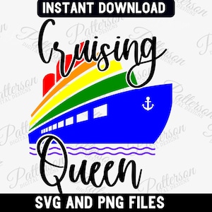 LGBTQ Pride Cruise SVG, Cruising Queen Gay PNG, Gay Cruise Urlaubsgrafik, Queer Pride Regenbogen Clipart, Cruising Time, Regenbogen Schiff svg