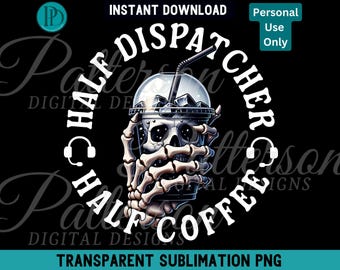 Half Dispatcher Half Coffee Funny Skeleton PNG Thin Gold Line Operator Flag Clipart 911 First Responder Graphic Sheriff Dispatch Police Tee