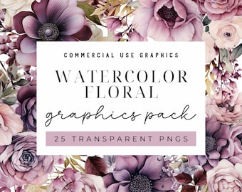 Mauve Floral PNG Pink and Lavendar Watercolor Flower Bundle Commercial Use Transparent Clipart Wedding Invitation Bouquet Dusty Rose Graphic