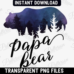 Sublimation papa ours fête des pères, fête des pères papa rétro, scène de la nature vintage, sublimation papa ours manuscrite, téléchargement numérique instantané