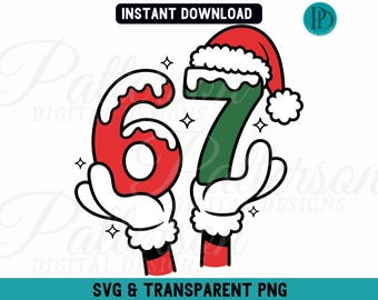 Santa 67 SVG, Christmas Funny Six Seven Meme Viral Quote, Gen Z Tiktok Trend Cutting File, Holiday Xmas Cricut Sublimation PNG Download