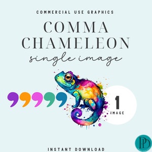 Funny Grammar PNG for English Teacher Gift Comma Chameleon Sublimation Graphic Iguana Lizard PNG Colorful Chameleon Clipart for Book Lover