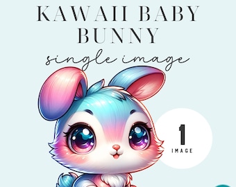 Kawaii Baby Bunny Clipart Graphic (Digital Download) – Commercial Use PNG