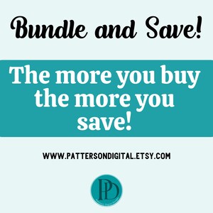 Peut inclure: Graphique promotionnel avec le texte "Bundle and Save!" en &eacute;criture manuscrite. Un rectangle turquoise contient le texte "The more you buy the more you save!" en blanc. L'adresse du site web est &eacute;galement incluse.