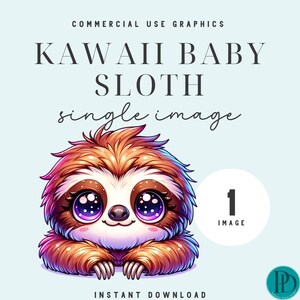 Niedliche Kawaii Baby Faultier Clipart Grafik Einzelbild Kommerzielle Nutzung Transparent PNG Baby Shower Kinderzimmer Dekor und Geburtstagsfeier Sublimation