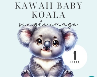 Imagen prediseñada de un bebé koala kawaii (descarga digital) – PNG para uso comercial