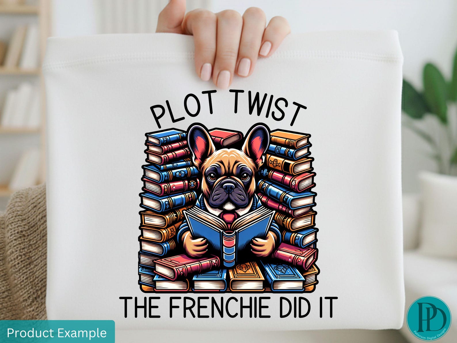 Frenchie Reading Book Clipart, Funny Dog Lover Sublimation Design ...