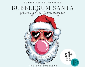 Retro Bubblegum Santa PNG Clipart Funky Hippie Christmas Art (Digital Download)