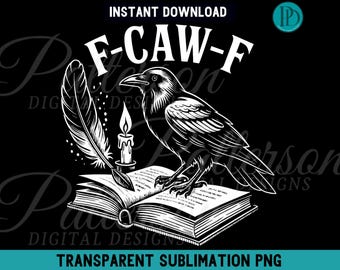 Goth Raven Book Lover PNG, Gothic Crow Book Design, Dark Academia Sublimation, Funny Witchy Spooky Clipart Graphic, Occult Bookish Download