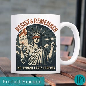 Resista e Lembre-se PNG, Clipart de Sublimação de Protesto Anti-Trump da Lady Liberty Vintage para Download, Gráfico Transparente Político para Artesanato POD DIY