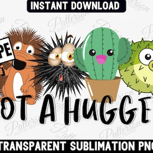 Nein, kein Hugger, antisoziales T-Shirt-Design, Kaktus PNG-Datei für Sublimation, Don't Touch Shirt, Retro Sublimate Design Download, Clipart