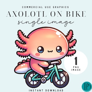 Rijd verder! Schattige axolotl op fiets clipart perfect voor kinderen decor en kleding schattige fietsen amfibie instant sublimatie download png-afbeelding