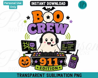 Boo Crew 911 Dispatch Edition PNG, imágenes prediseñadas de Halloween Ghost Dispatcher para sublimación (descarga digital)