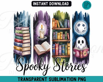 Spooky Stories PNG, Halloween Book Lover Sublimation Design (Digital Download)