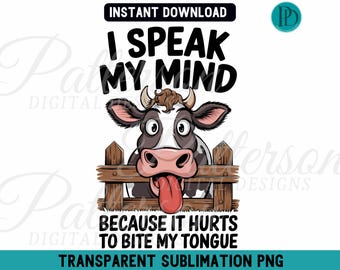Funny Cow Transparent PNG, Silly Cow Clipart, Farm Animal Graphic, Cute Highland Cow Sublimation Design, Sarcastic Friend Digital Download