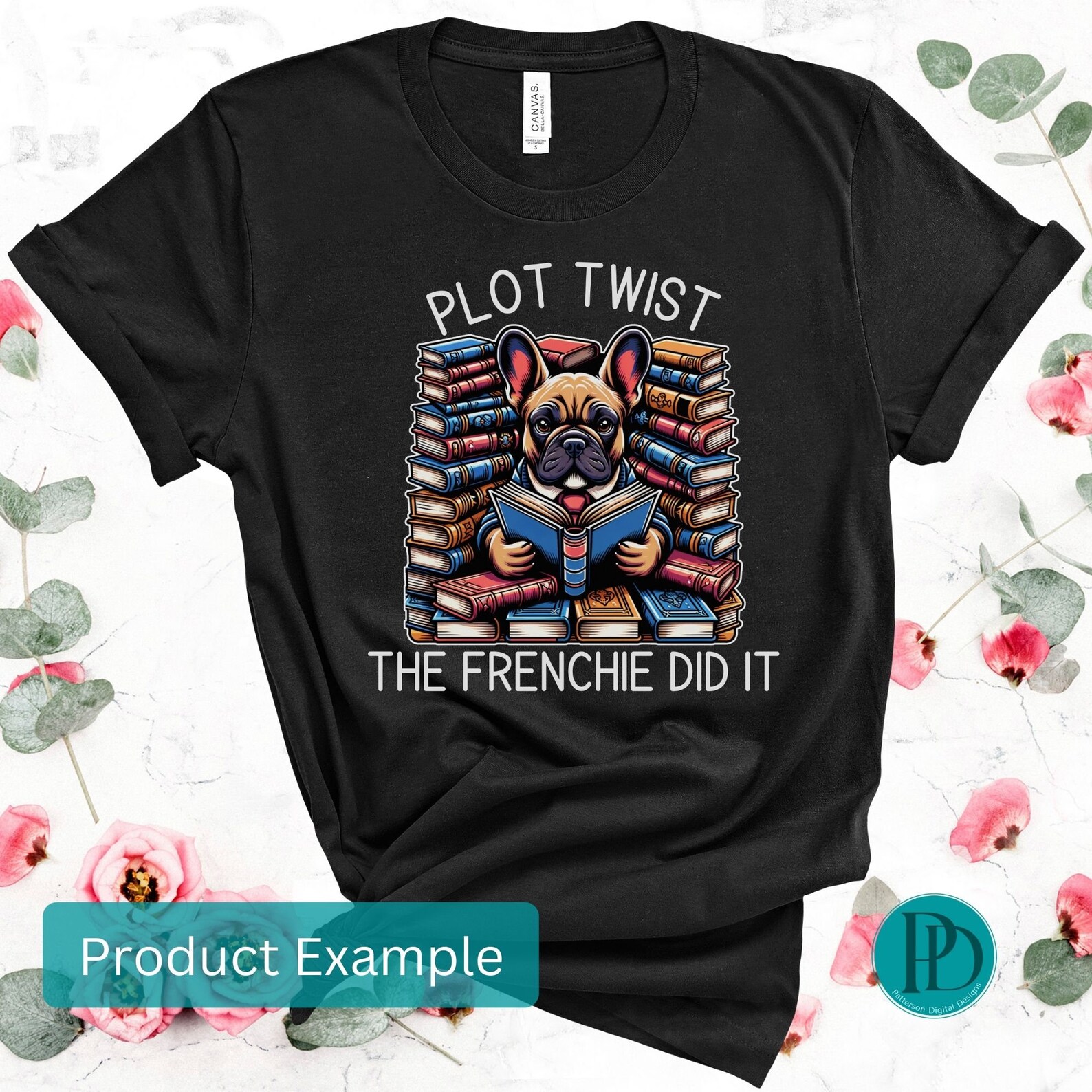 Frenchie Reading Book Clipart, Funny Dog Lover Sublimation Design ...