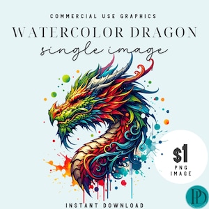 Colorful Dragon Head PNG Watercolor Fantasy Chinese Dragon Digital Download Graphic Artistic Dragon Clipart for DIY Mystical Dragon Clip Art