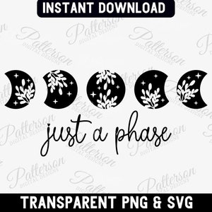 Nur eine Phase SVG, Mond PNG, Mondphase Grafik für Shirt, Astrologie SVG, Floral Crescent Moon Png, Mystic Celestial, Boho Moon, Astronomie