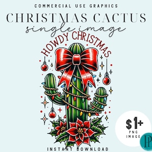 Hola cactus navideño PNG, clipart festivo occidental, ilustración de cactus navideño, arte digital navideño rústico, descarga de gráficos transparentes