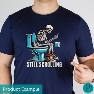 Nog steeds scrollen skelet clipart PNG grappig skelet op toilet sociale media verslaving humoristische sublimatie afbeelding Instant Download voor papa