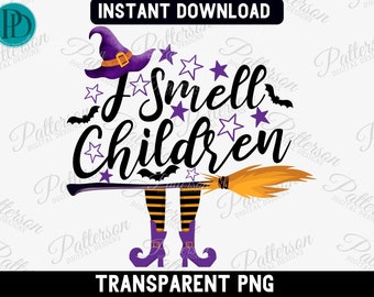 Jag luktar barn Halloween-häxa PNG, kusliga vibbar Clipart (digital nedladdning)