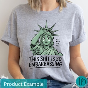 Clipart de paródia anti-republicana, PNG da estátua da liberdade anti-Trump, gráfico de meme político americano engraçado, sublimação da Lady Liberty preocupada