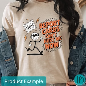 Cartão de Relatório Engraçado PNG, Design de Sublimação de Fim de Escola, Clipart de Graduação de Aluno, Download Digital do Último Dia de Escola, Arte de Meme de Notas