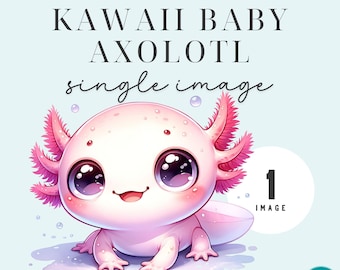 Mignon bébé kawaii axolotl Clipart graphique Image unique usage commercial PNG Transparent douche chambre de bébé et sublimation de fête d'anniversaire