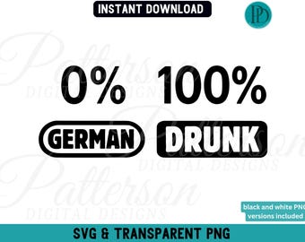 オクトーバーフェストSVG、0パーセントドイツ人100パーセント酔っ払いPNG、面白いビールシャツデザイン、オクトーバーフェストクリップアート、ビールパーティーダウンロードグラフィックファイル