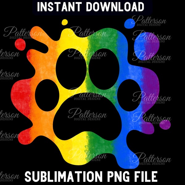 Dog Paw Print PNG Sublimation, Pride Paw Print Graphic, Pride Paw for Queer Shirt, LGBTQ2S PNG, Gay Pride Gift for Dog Mom, Animal Lover Png