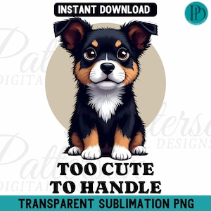 Te schattig om te verwerken schattige puppy transparante png, schattige hond clipart, dierenliefhebber sublimatie, cartoon hond digitale kunst, puppy grafische download