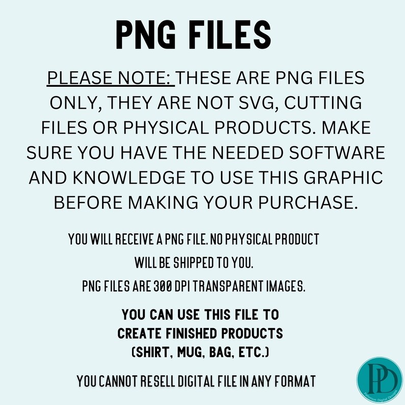 Peut inclure: Image avec le texte "PNG FILES" en noir. Le texte pr&eacute;cise qu'il s'agit de fichiers PNG, non de fichiers SVG ou de produits physiques. Il indique &eacute;galement que les fichiers sont des images transparentes de 300 DPI et peuvent &ecirc;tre utilis&eacute;s pour cr&eacute;er des produits finis.