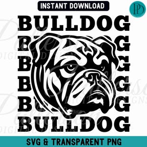 Bulldog SVG Clipart Design, Dog PNG Graphic for Cricut, Stacked Transparent Sublimation PNG, Cutting File for Pets, Instant Bulldog Download