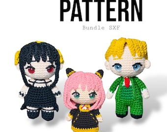 Bundle Spy Family Inspired Crochet Pattern (Get 3 Pattern)