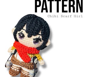 Chibi rode sjaal haakpatroon meisje
