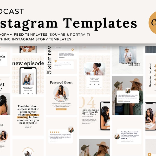 60 Podcast Instagram Templates For Canva | Canva Templates For Podcast Promotion | Podcast Templates | Instagram Podcast Templates