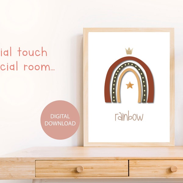 Kidsroom, Babyroom, Rainbow Poster PRINTABLE Wall Art, Colourful Typography, Home Style Decor, Digital DOWNLOAD Print, Wall Art Print
