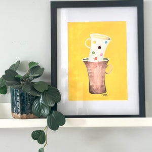 Coffee Mug Tea Cup Hot Drink Beverage Bar Still Life Painting Print Food Art Kitchen Dining Colorful Digital Download Printable Wall Art