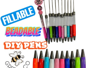 RESTOCKED 4/1/24 DIY Fillable and Beadable pens/ craft pens/ glitter pens/ snow globe pen/ bling pen/ beadable pens/ ink pen/ DIY pen