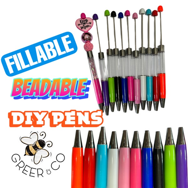RESTOCKED 4/1/24 DIY Fillable and Beadable pens/ craft pens/ glitter pens/ snow globe pen/ bling pen/ beadable pens/ ink pen/ DIY pen