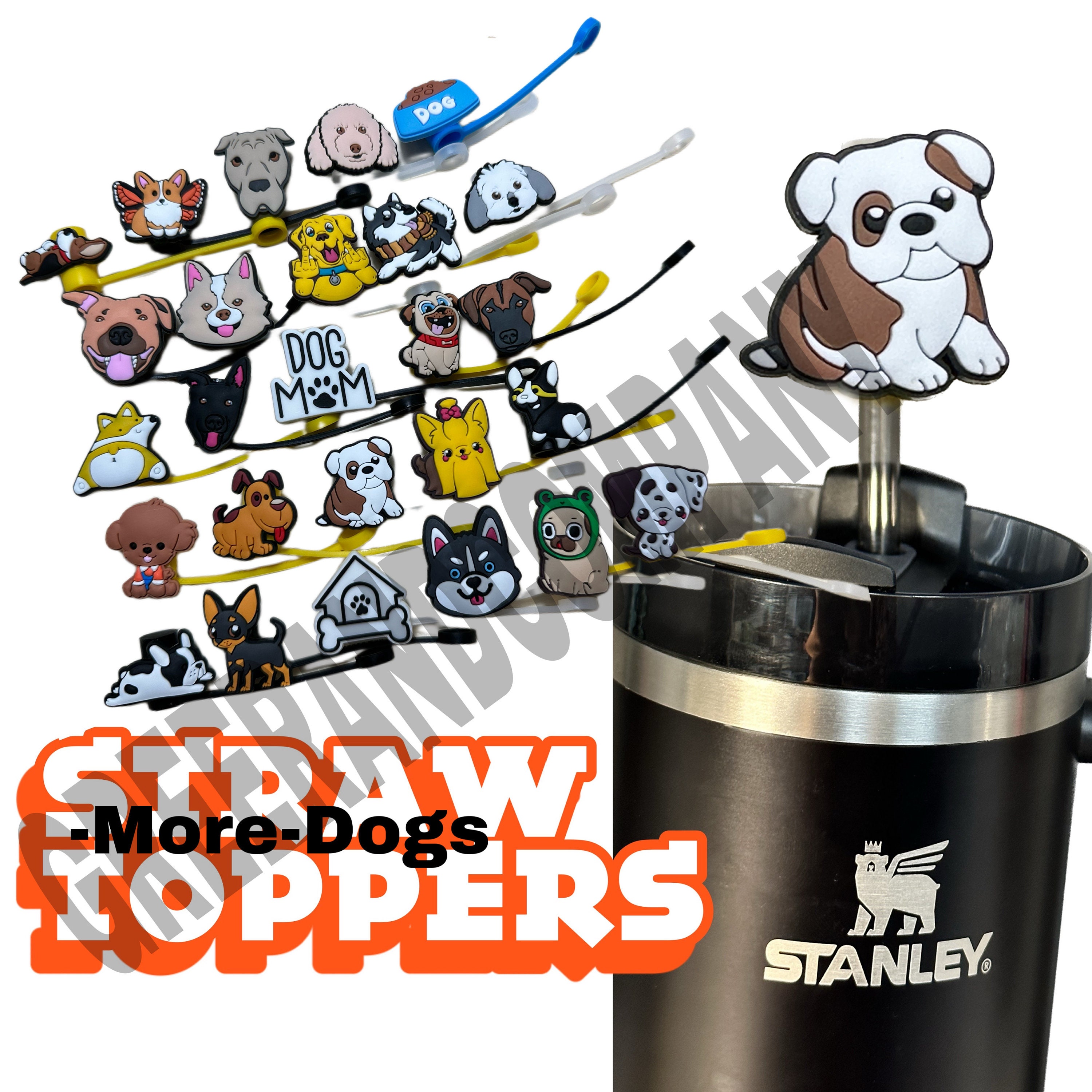 Straw Cap Cover/ Reusable/ Tumbler/ Stan Cup Accessories/ Pomeranian/ Great  Dane/ English Bulldog/ Pitbull/corgi/ Husky/ Chihuahua 