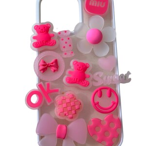 Ten (10) pieces/silicone/ flat back pieces/ soft silicone/ DIY/ badges/ phone case decor/ no hole/ flat back