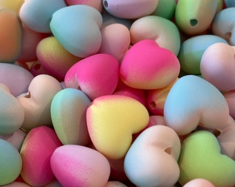 Ten (10) random chosen ombre color heart beads included /Perfect for pen beading /jewelry/ perfect to go with any tie dye pastels