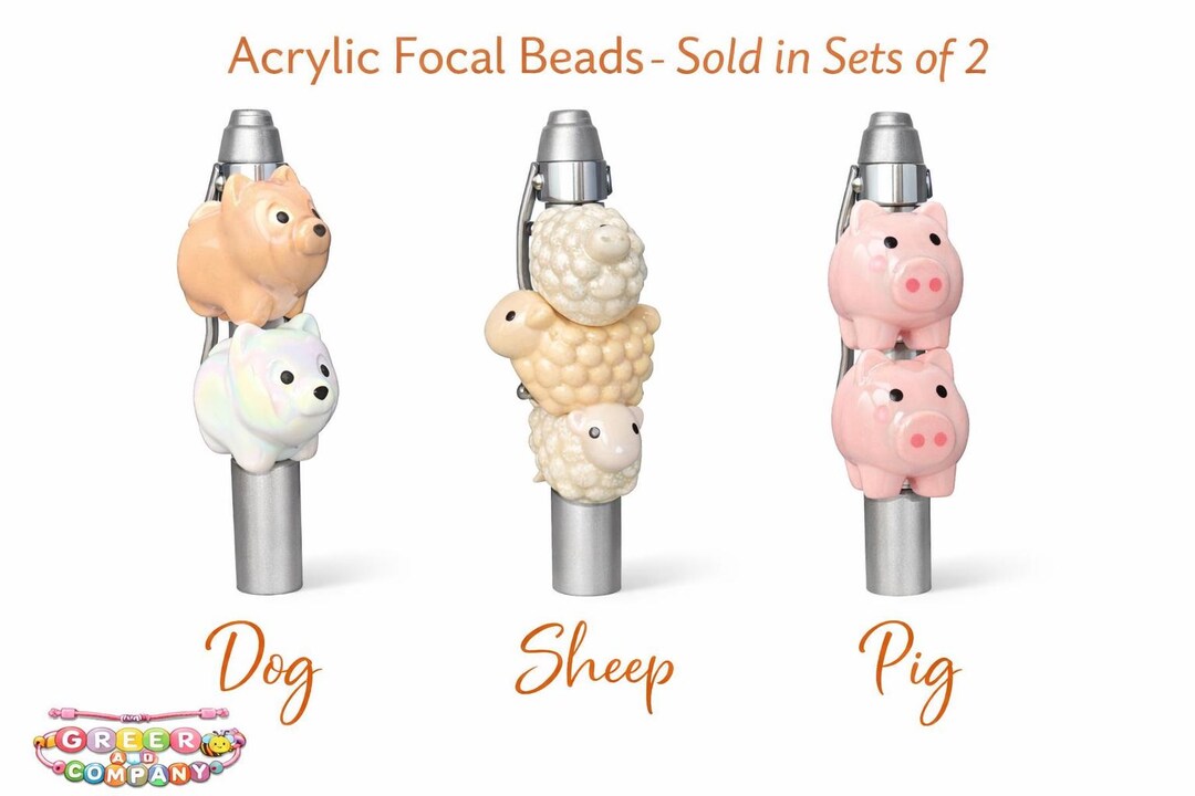 Acrylic Animal Focal Bead Sets for Beadable Pens  Dog, Sheep & Pig Craft  Beads - Etsy