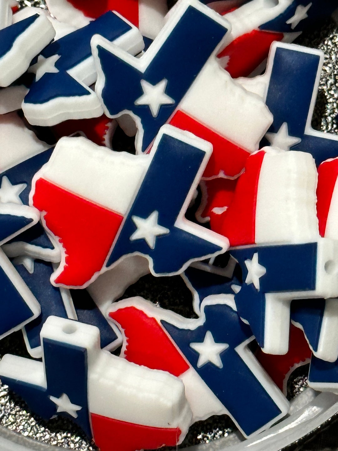 Texas Flag /focal Bead/ Beadable Pen/ Silicone Bead/ Keychain Beads