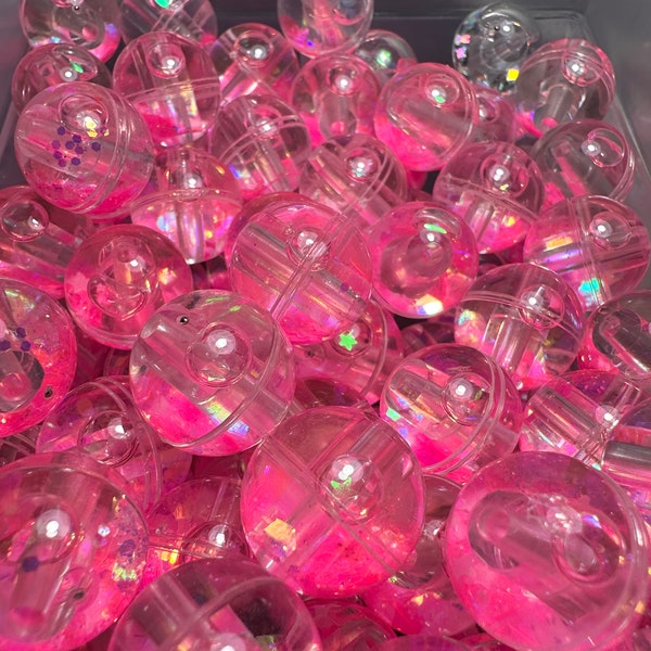 Five (5) pink glitter liquid beads included/ jewelry Bead/ beadable pen beads/ keychain bead/ DIY/ water globe beads/ 18mm