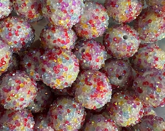 Chunky glitter fancy beads/ Five (5) beads included/ jewelry Bead/ beadable pen beads/ keychain bead/ DIY/ 18mm/ pastel colors