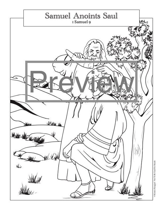 Bible Coloring Pages Samuel Anoints Saul - Etsy