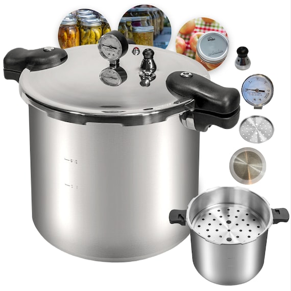 Denali Canning 23 Quart Pressure Canner & Cooker Induction Compatible Gauge  Stainless Steel Denali is a US Company 